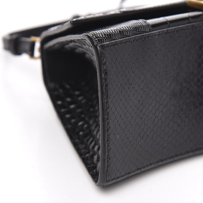 Balenciaga Calfskin Crocodile Lizard Embossed Small Patchwork Hourglass Top Handle Bag Black 8 of 10