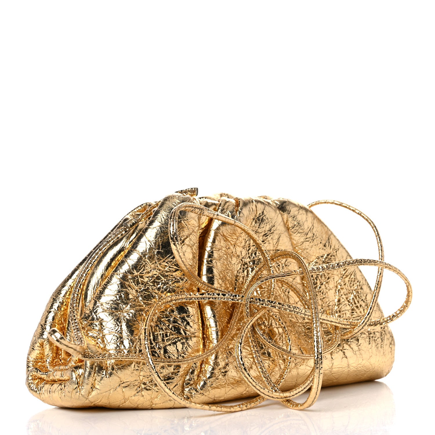 Bottega Veneta Metallic Crinkled Lambskin The Mini Pouch Oro 3 of 12