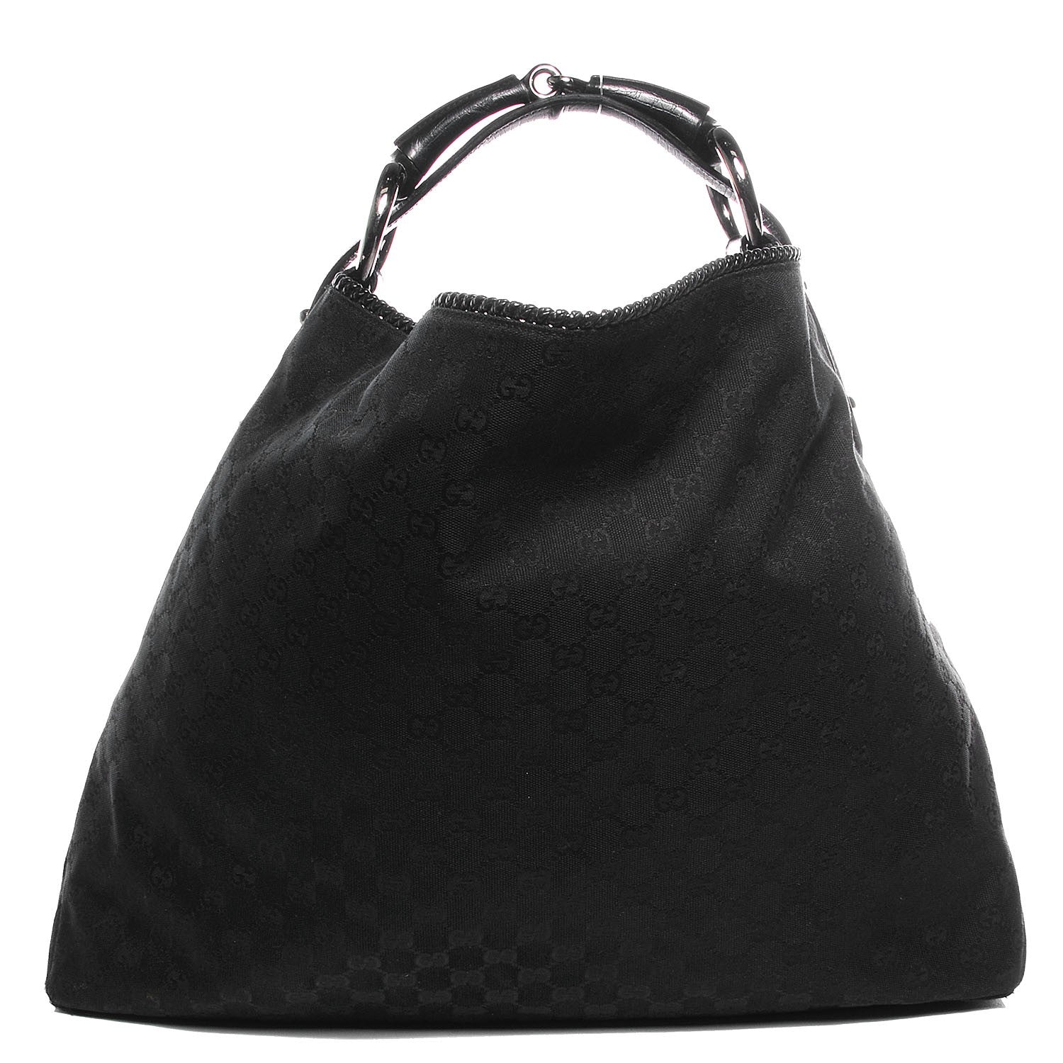 Gucci Monogram Large Horsebit Chain Hobo Black 1 of 9
