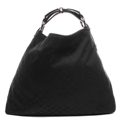 Gucci Monogram Large Horsebit Chain Hobo Black 1 of 9