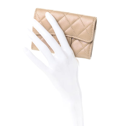 Chanel Iridescent Caviar Quilted Flap Card Holder Wallet Beige 2 of 8