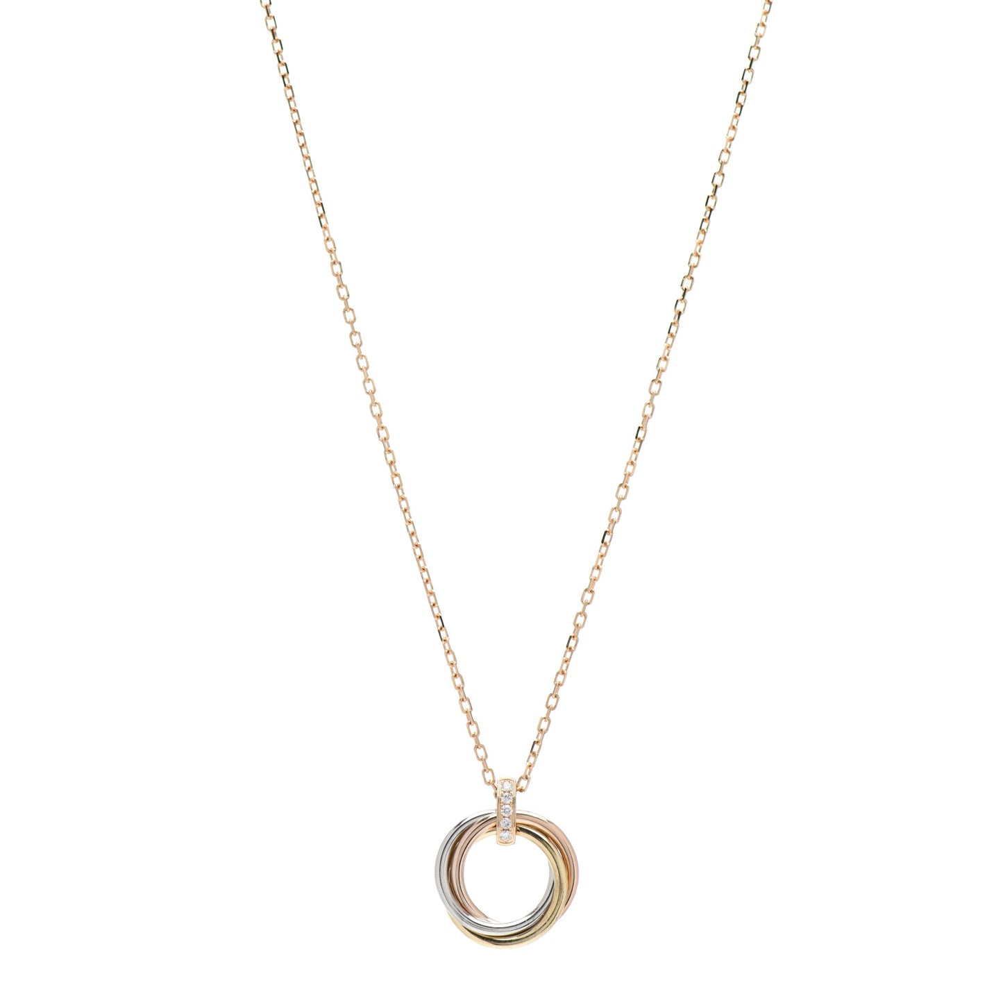 18K Pink White Yellow Gold Diamond Trinity Pendant Necklace