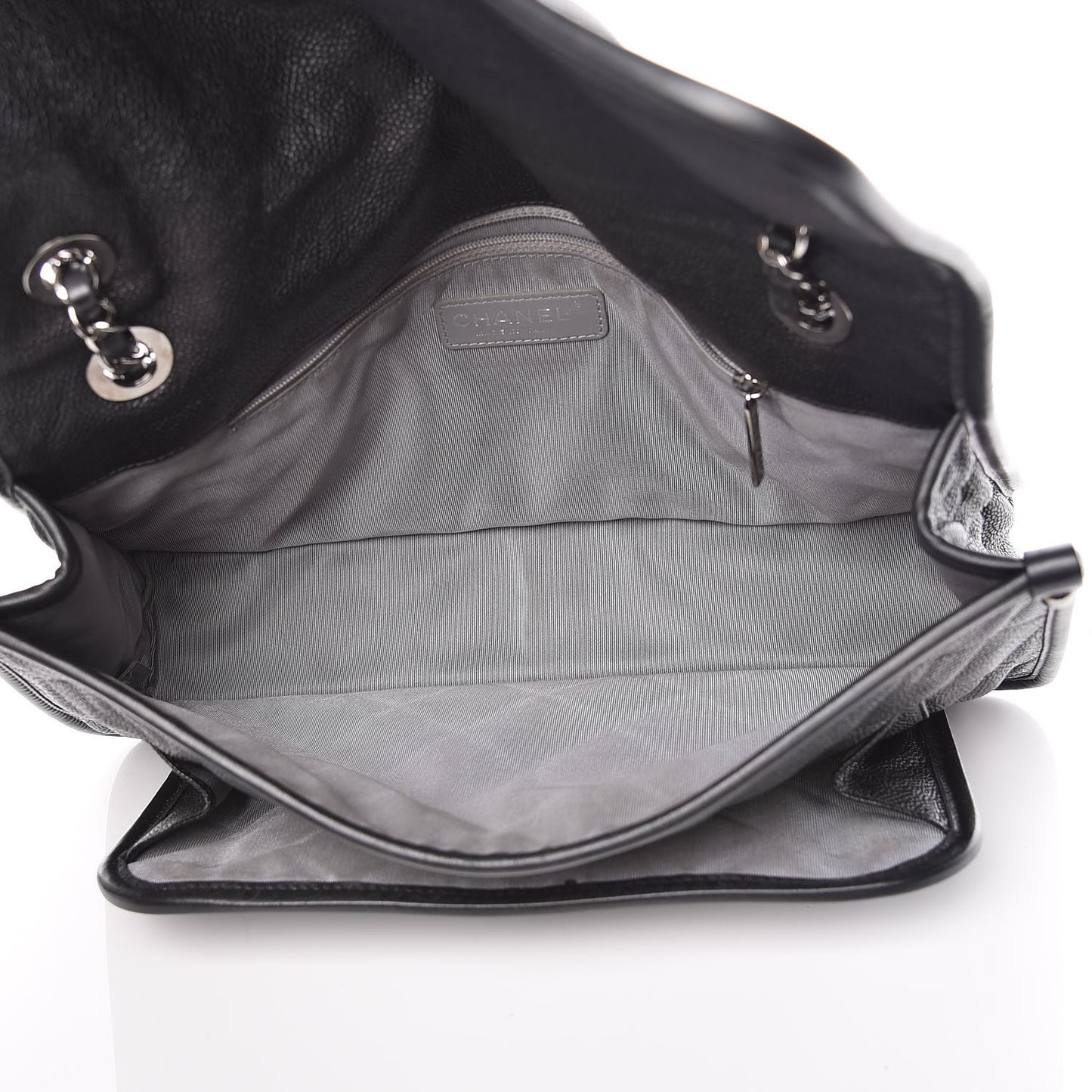 Caviar Quilted Large French Riviera Flap Black