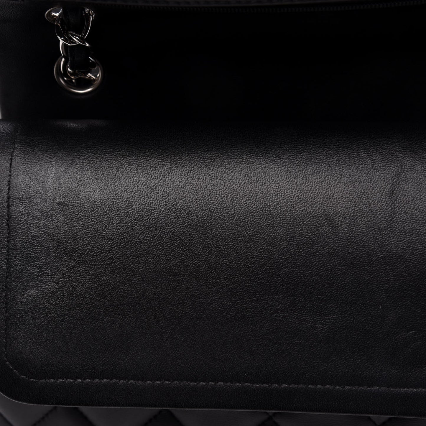 Lambskin Quilted Jumbo Double Flap Black