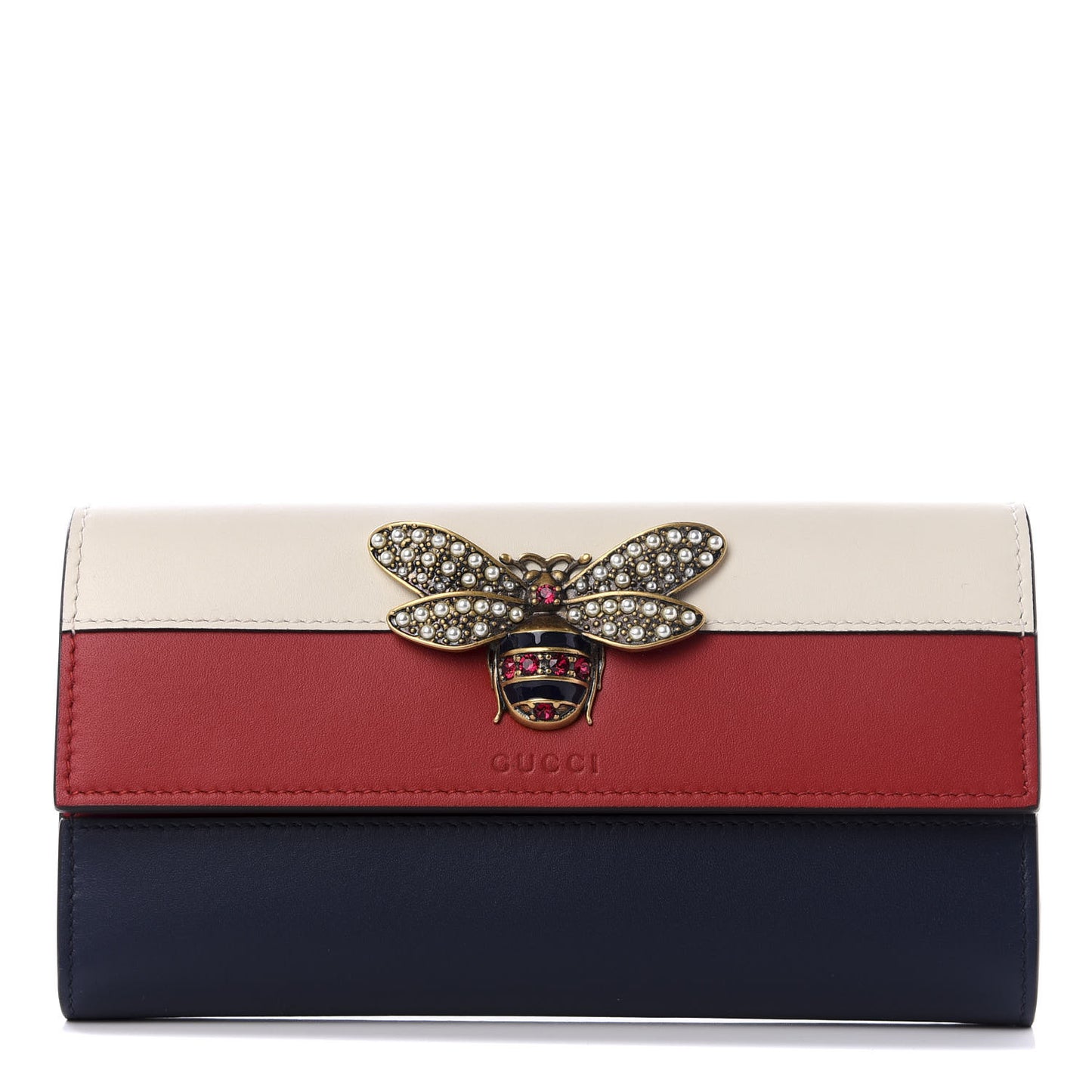 Calfskin Queen Margaret Flap Wallet Blue Agata Hibiscus Red Mystic White