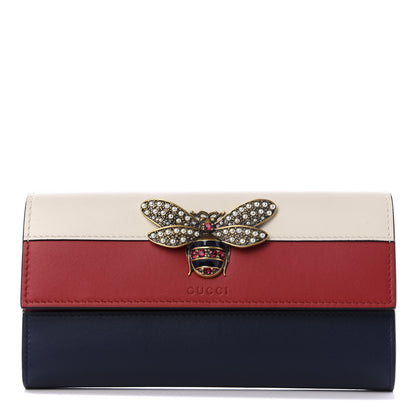Gucci Calfskin Queen Margaret Flap Wallet Blue Agata Hibiscus Red Mystic White 1 of 9