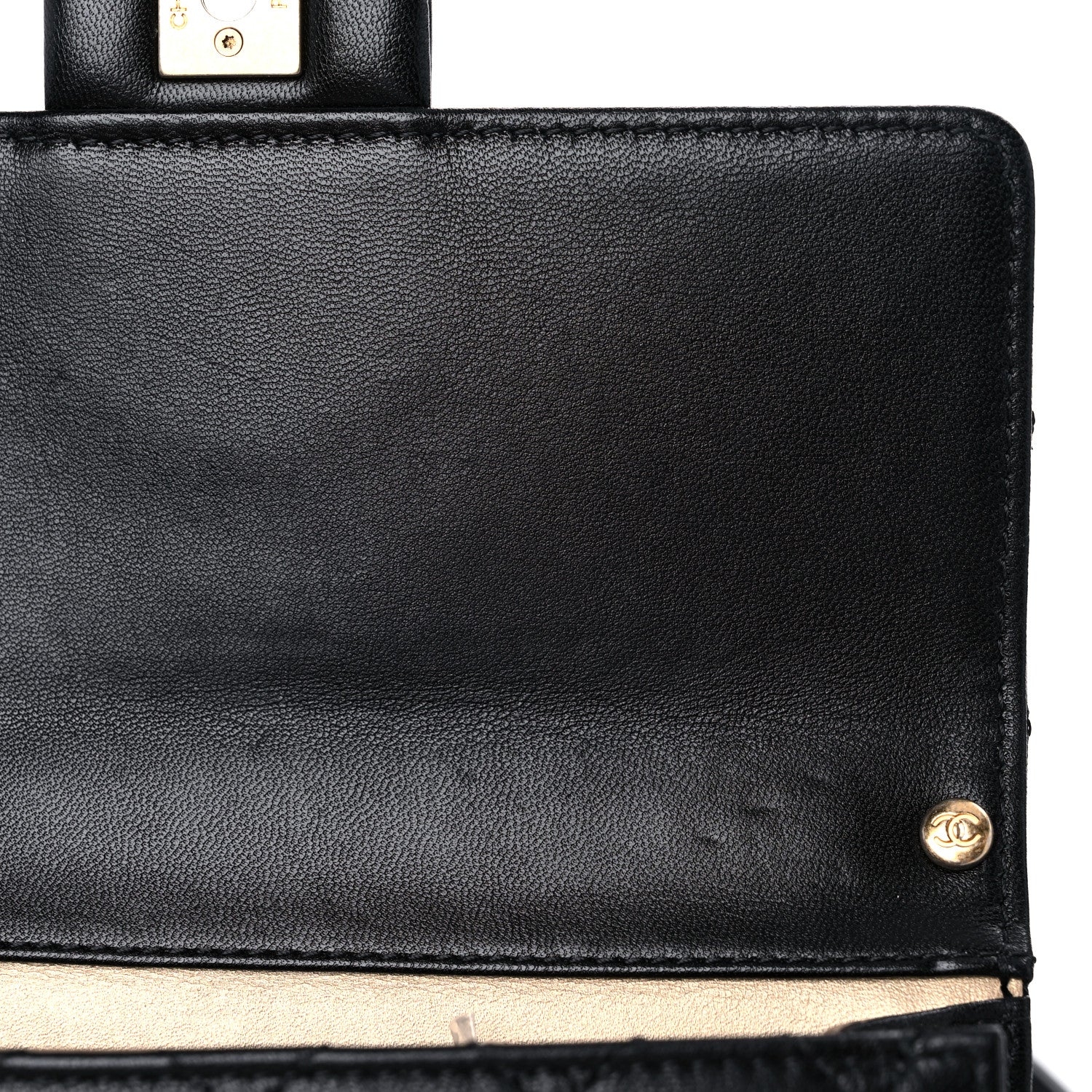 Chanel Goatskin Quilted Logo Small Chic Flap Black 13 of 18