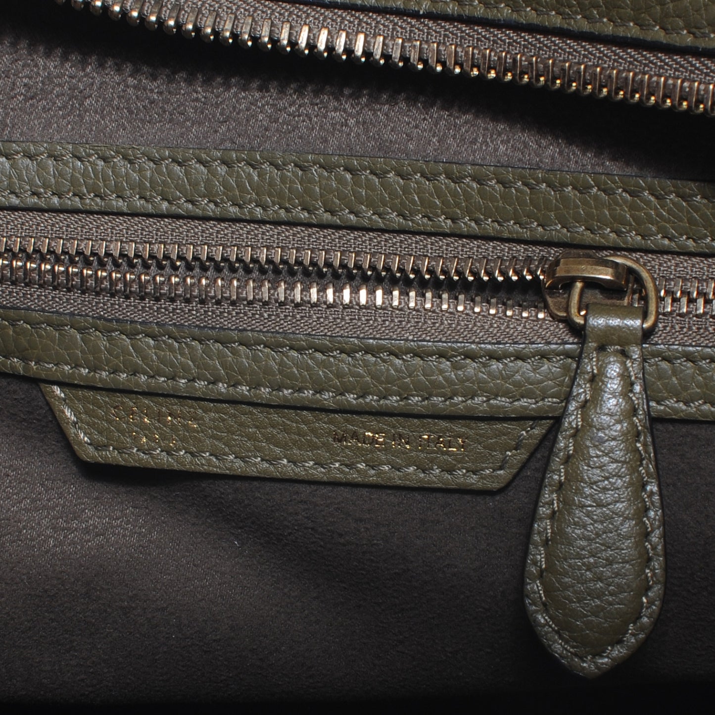 Drummed Calfskin Mini Luggage Olive Green