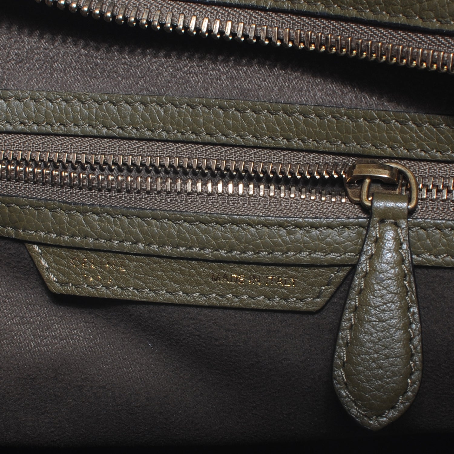 Celine Drummed Calfskin Mini Luggage Olive Green 7 of 9