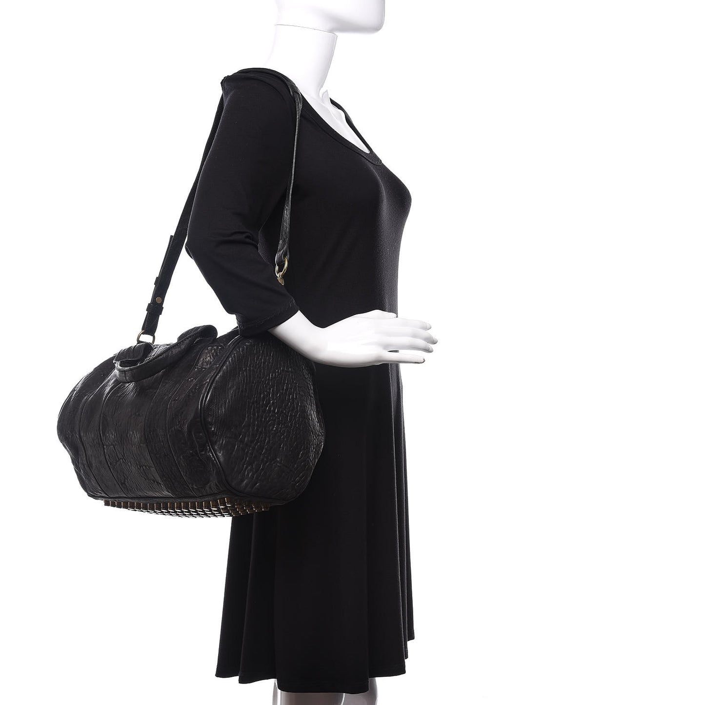 Pebbled Lambskin Rocco Black Antique Brass Hardware