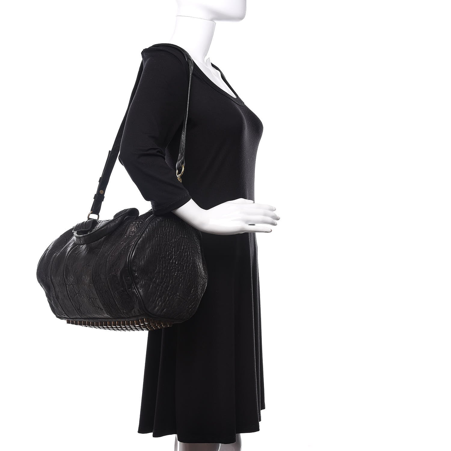 Alexander Wang Pebbled Lambskin Rocco Black Antique Brass Hardware 2 of 9