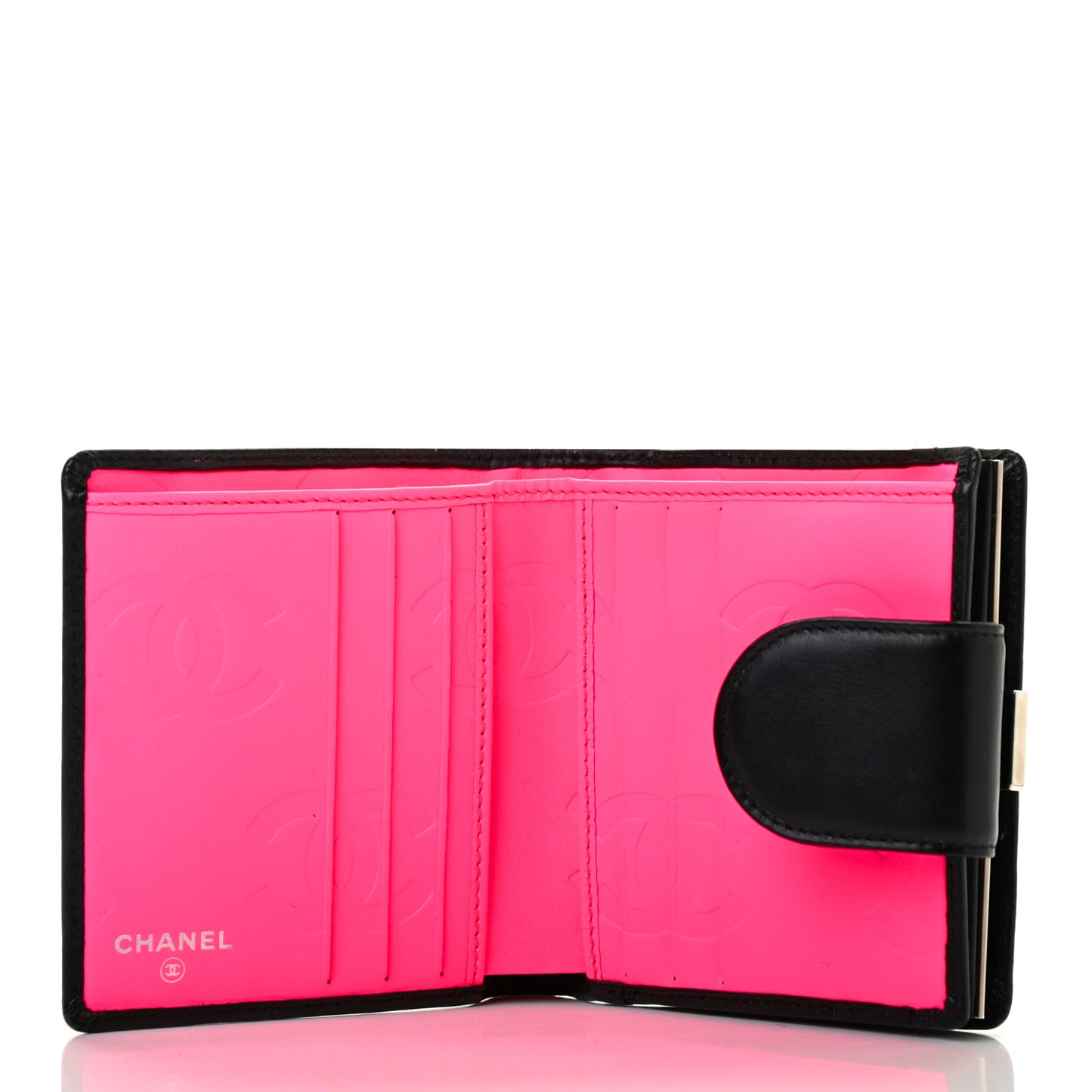 Calfskin Quilted Cambon Bi-Fold Wallet Black White