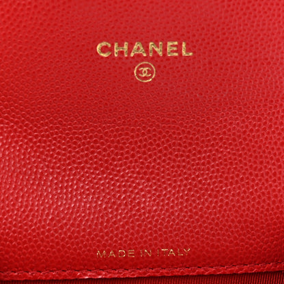 Chanel Caviar Quilted Flap Card Holder Wallet Red 6 of 8