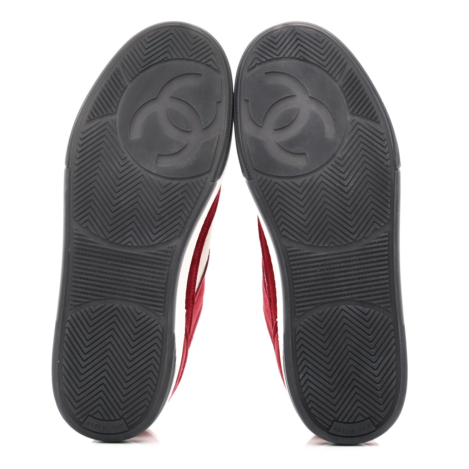 Chanel Suede Kidskin Womens CC Sneakers 39 Burgundy White 5 of 10
