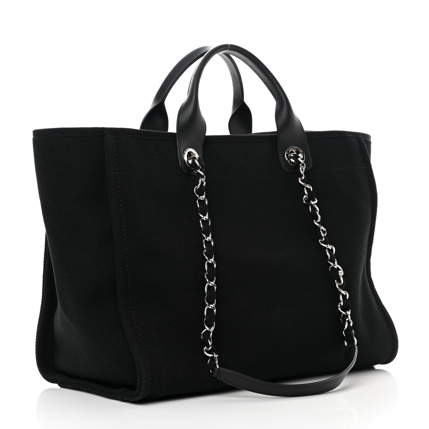 Canvas Pearl Medium Deauville Tote Black
