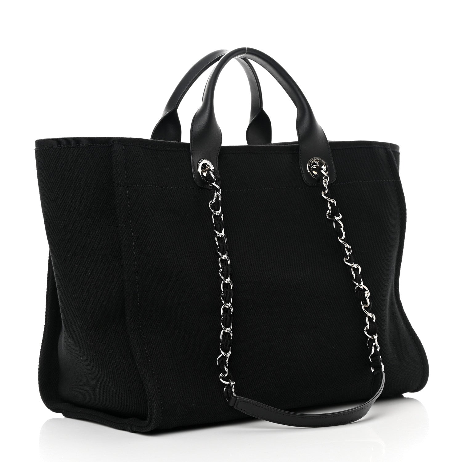 Chanel Canvas Pearl Medium Deauville Tote Black 3 of 11