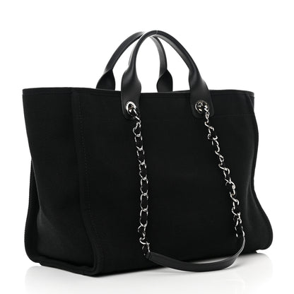 Chanel Canvas Pearl Medium Deauville Tote Black 3 of 11