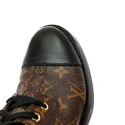 Louis Vuitton Calfskin Monogram Wonderland Flat Ranger Boots 37 Black 10 of 14