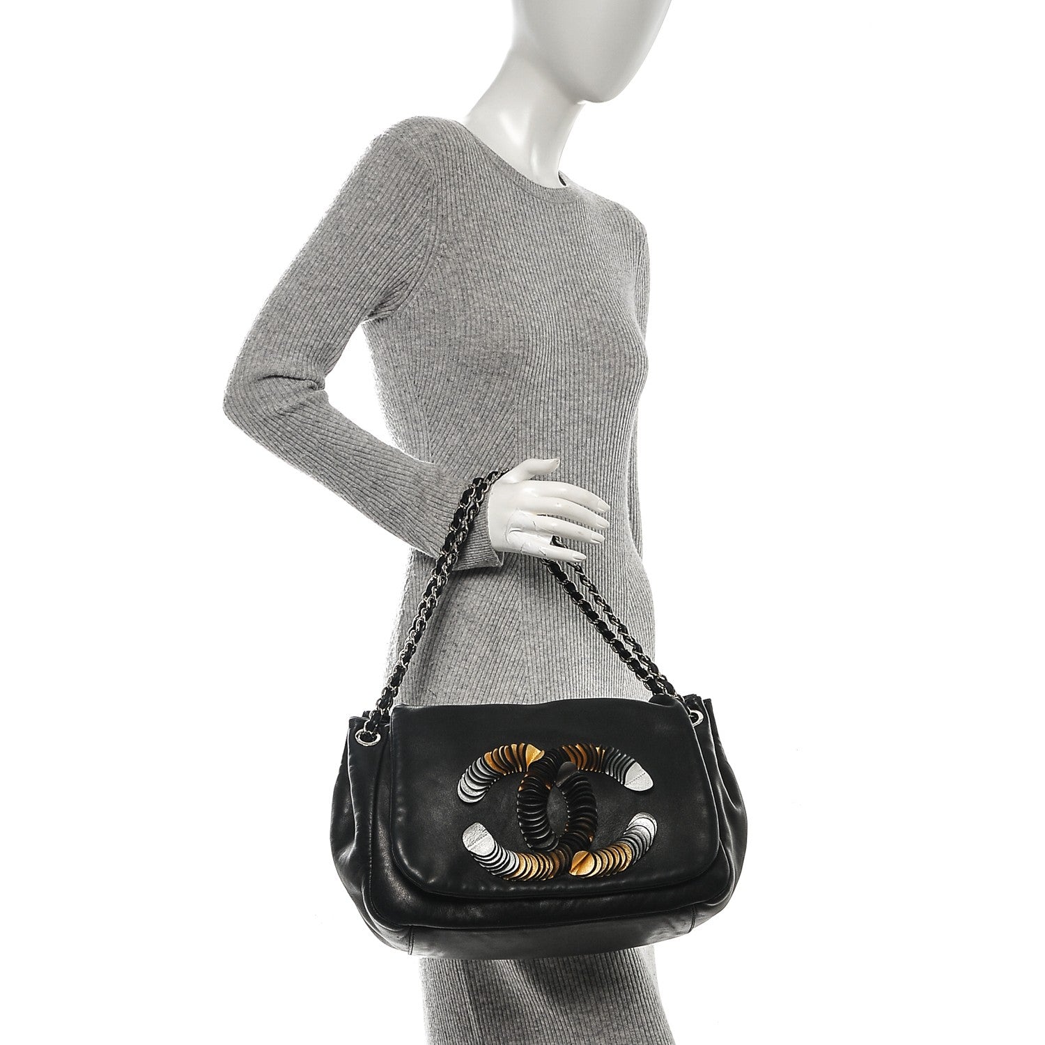Chanel Lambskin CC Disc Accordion Flap Black 2 of 9