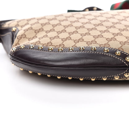 Gucci Monogram Web Studded Pelham Shoulder Bag Dark Brown 8 of 10