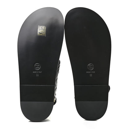Chanel Grained Calfskin Velcro Dad Sandals 38 Black 5 of 8