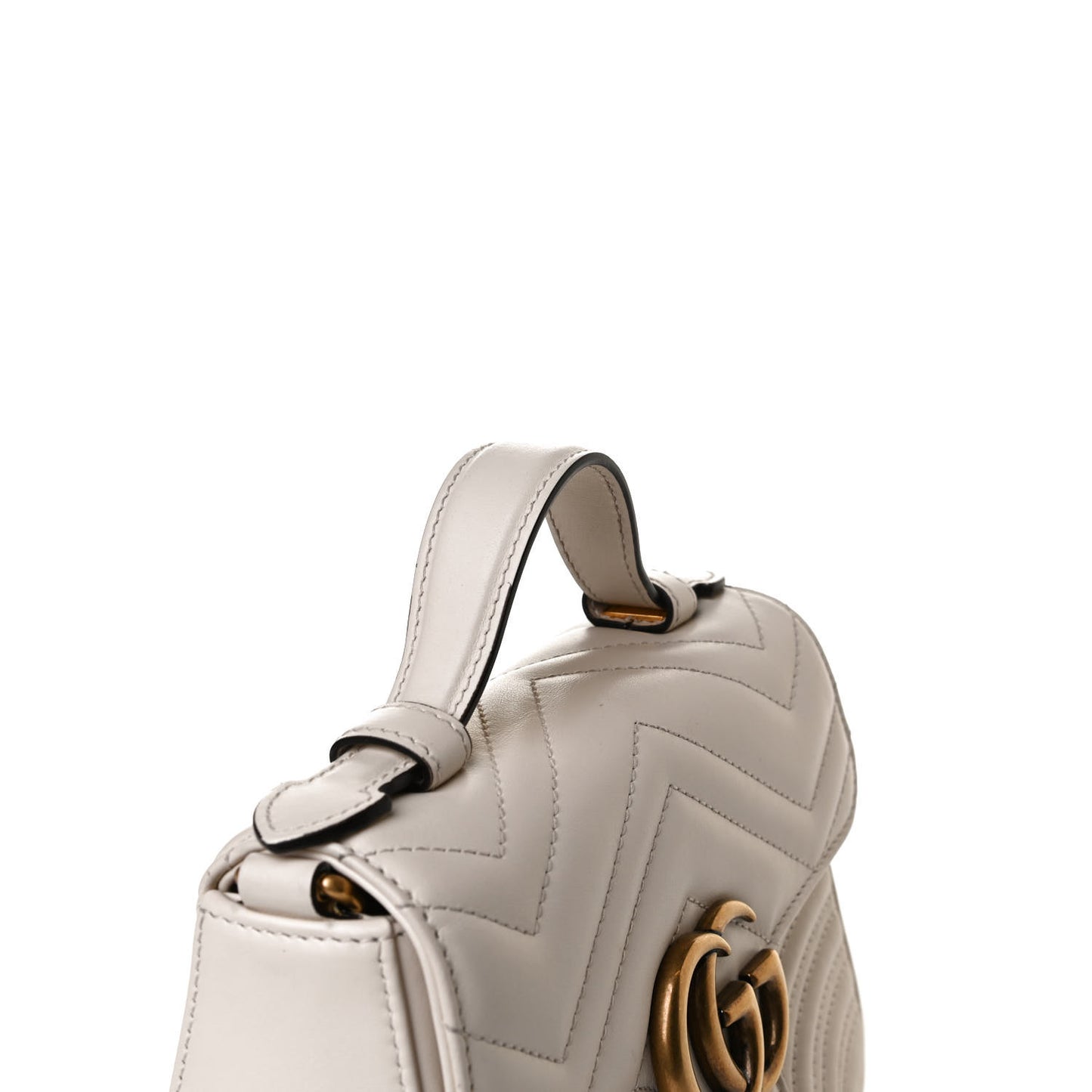 Calfskin Matelasse Mini GG Marmont Top Handle Shoulder Bag White