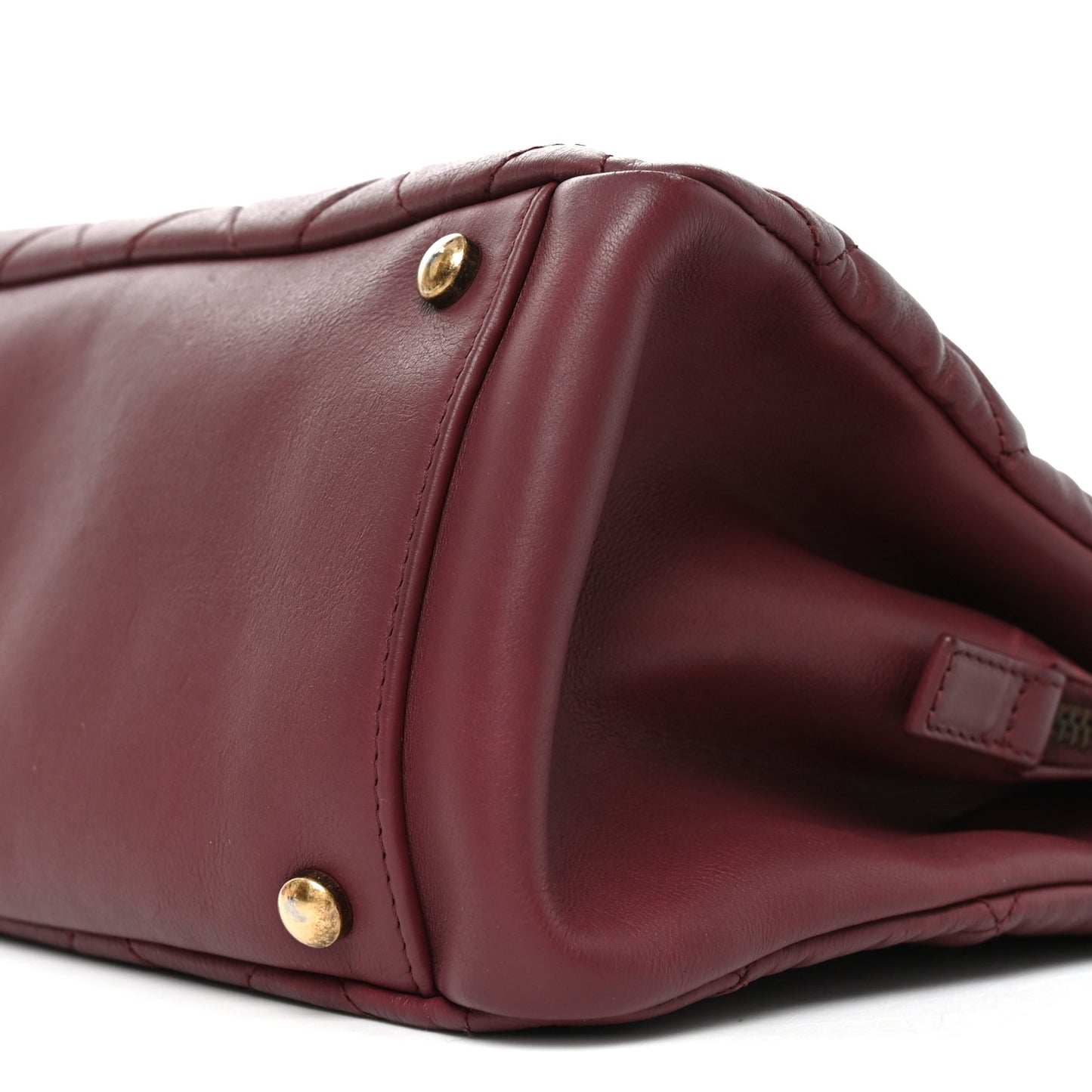Calfskin Quilted Small CC Crown Tote Burgundy