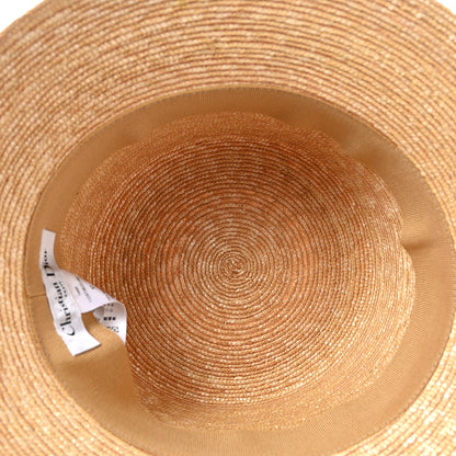 Christian Dior Straw Embroidered D-Bobby Large Brim Hat 57 Rose 7 of 9