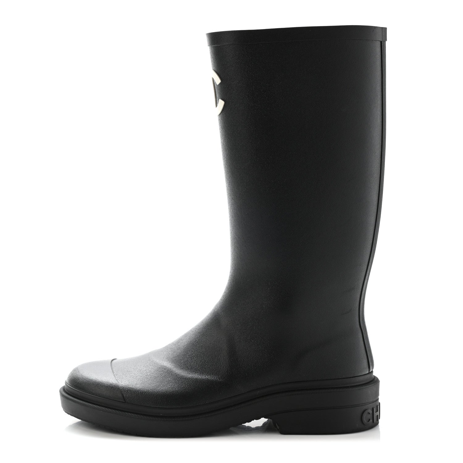 Chanel Caoutchouk CC High Boots 37 Black 1 of 10