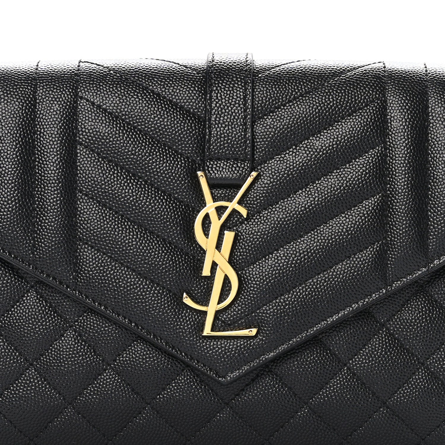 Saint Laurent Grain De Poudre Textured Mixed Matelasse Triquilt Monogram Clutch Black 8 of 8