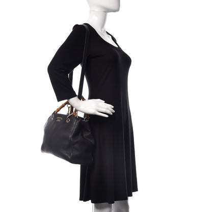 Gucci Calfskin Small Bamboo Shopper Tote Black 2 of 13