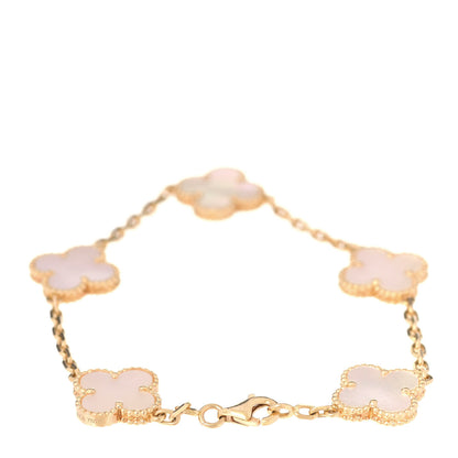 Van Cleef & Arpels 18K Yellow Gold Mother of Pearl 5 Motifs Vintage Alhambra Bracelet 3 of 5