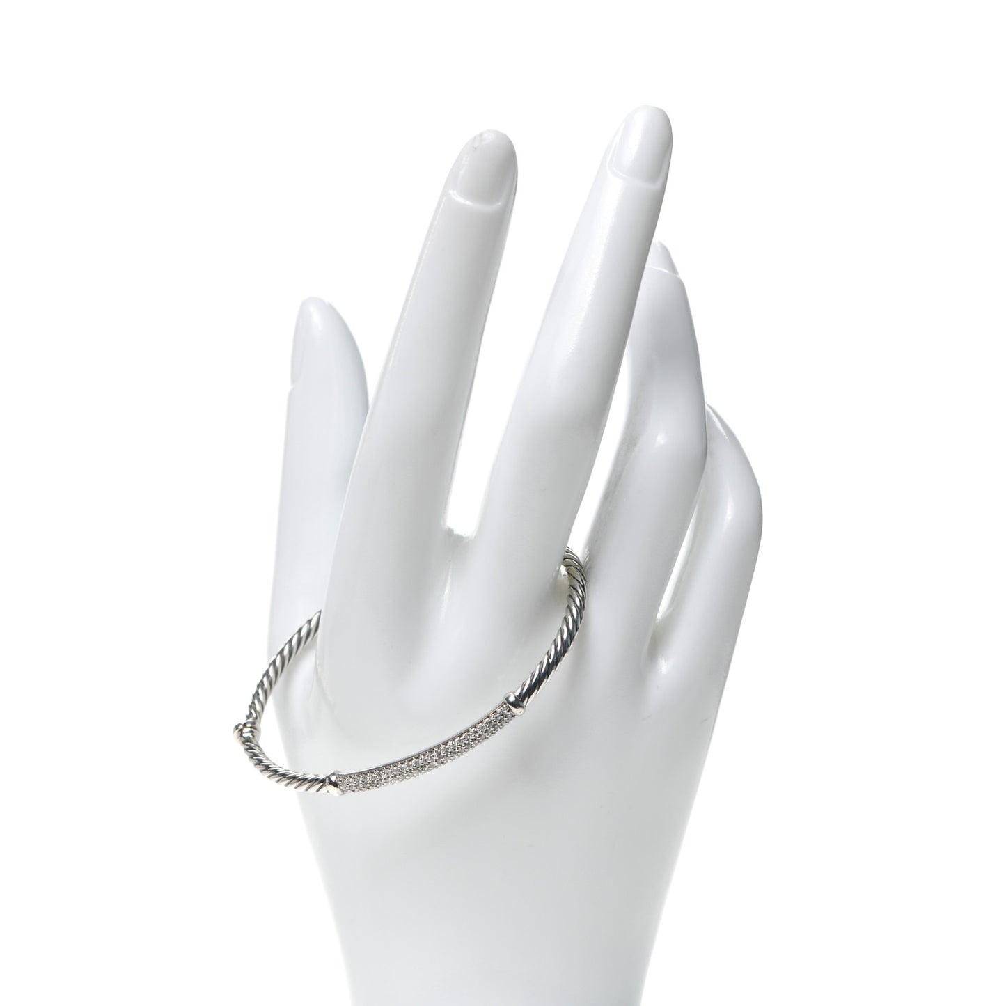 Sterling Silver Diamond Petite Pave Metro Bar Bracelet
