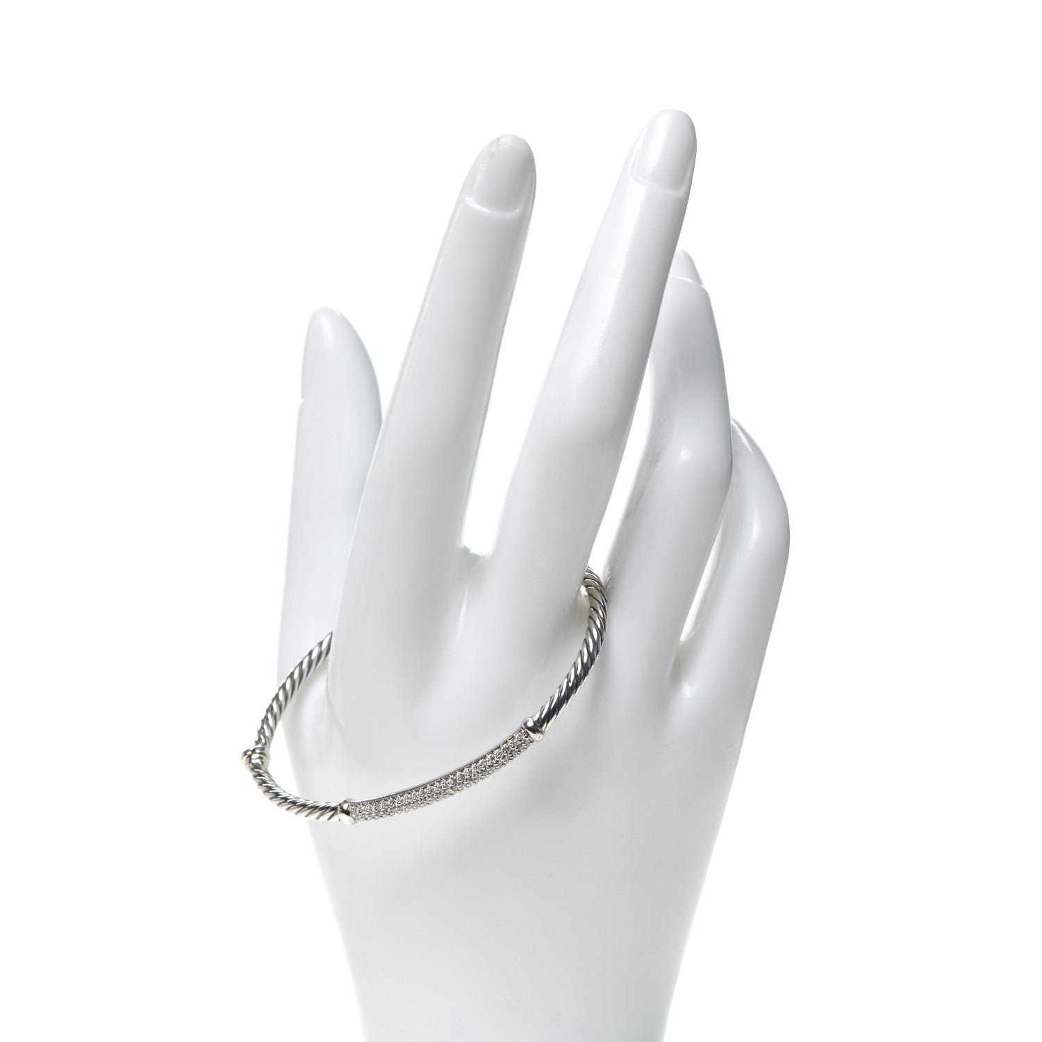 David Yurman Sterling Silver Diamond Petite Pave Metro Bar Bracelet 2 of 5