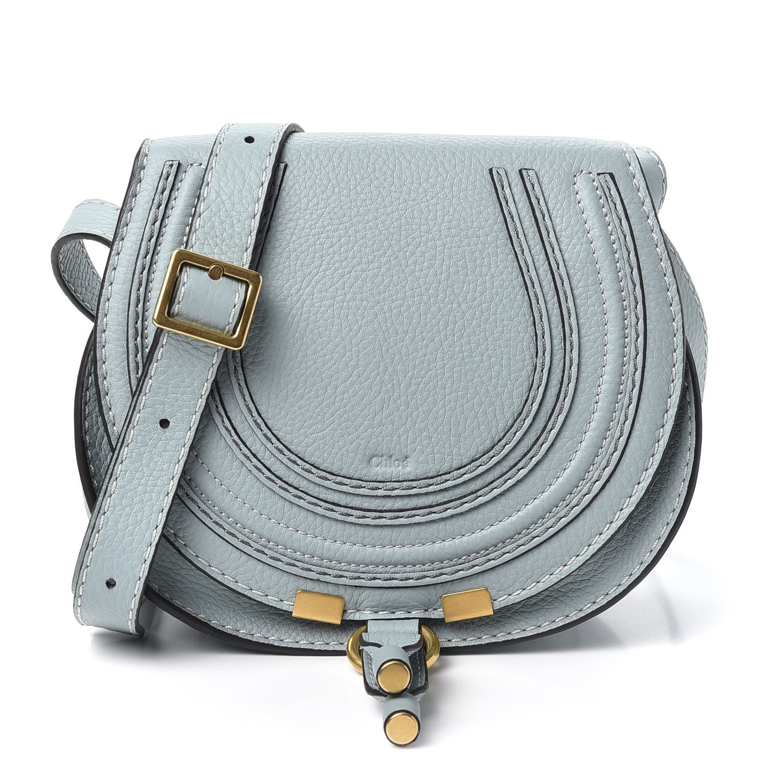 Chloe Calfskin Mini Marcie Round Crossbody Bag Faded Blue 1 of 8