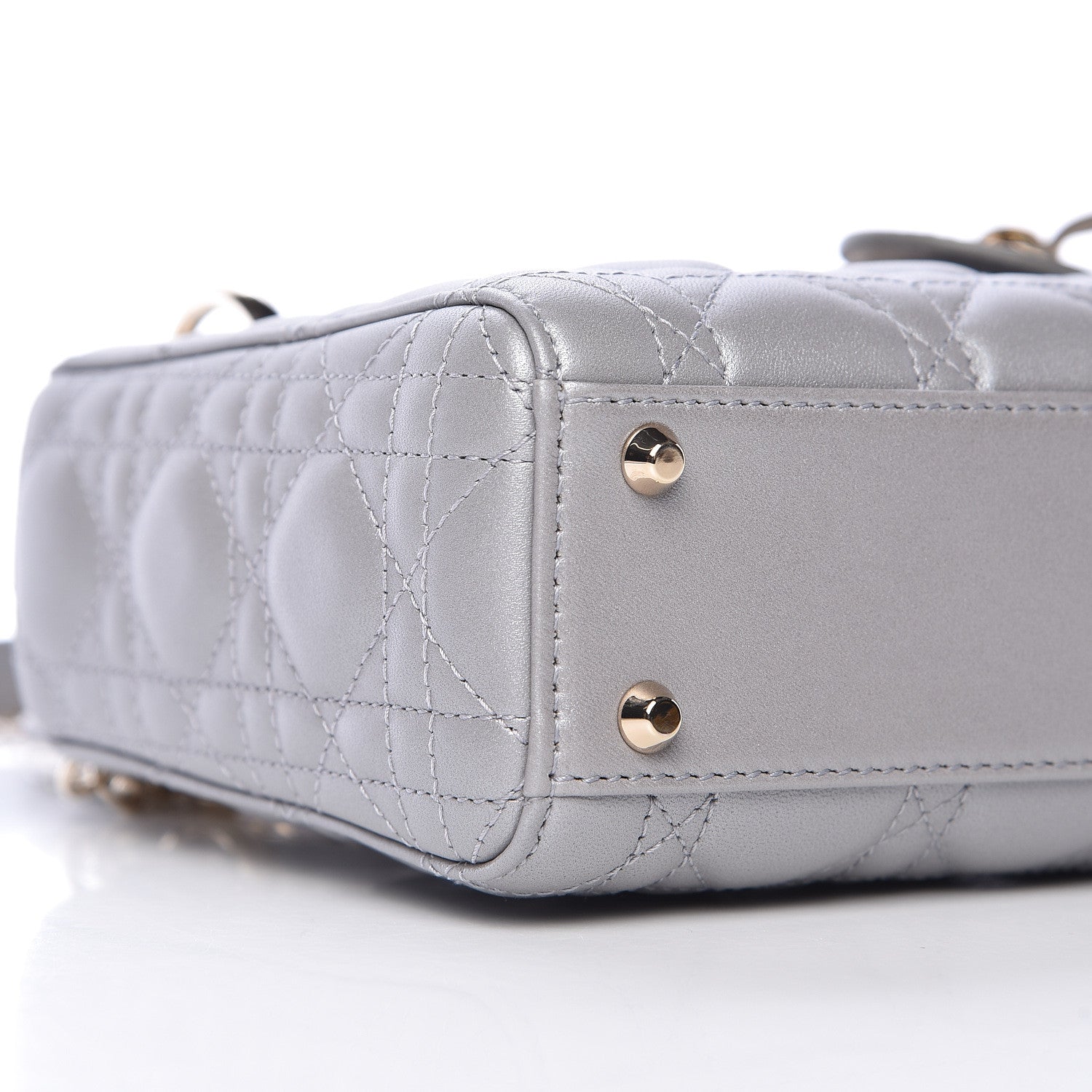Christian Dior Metallic Lambskin Cannage Mini Lady Dior Grey 6 of 11