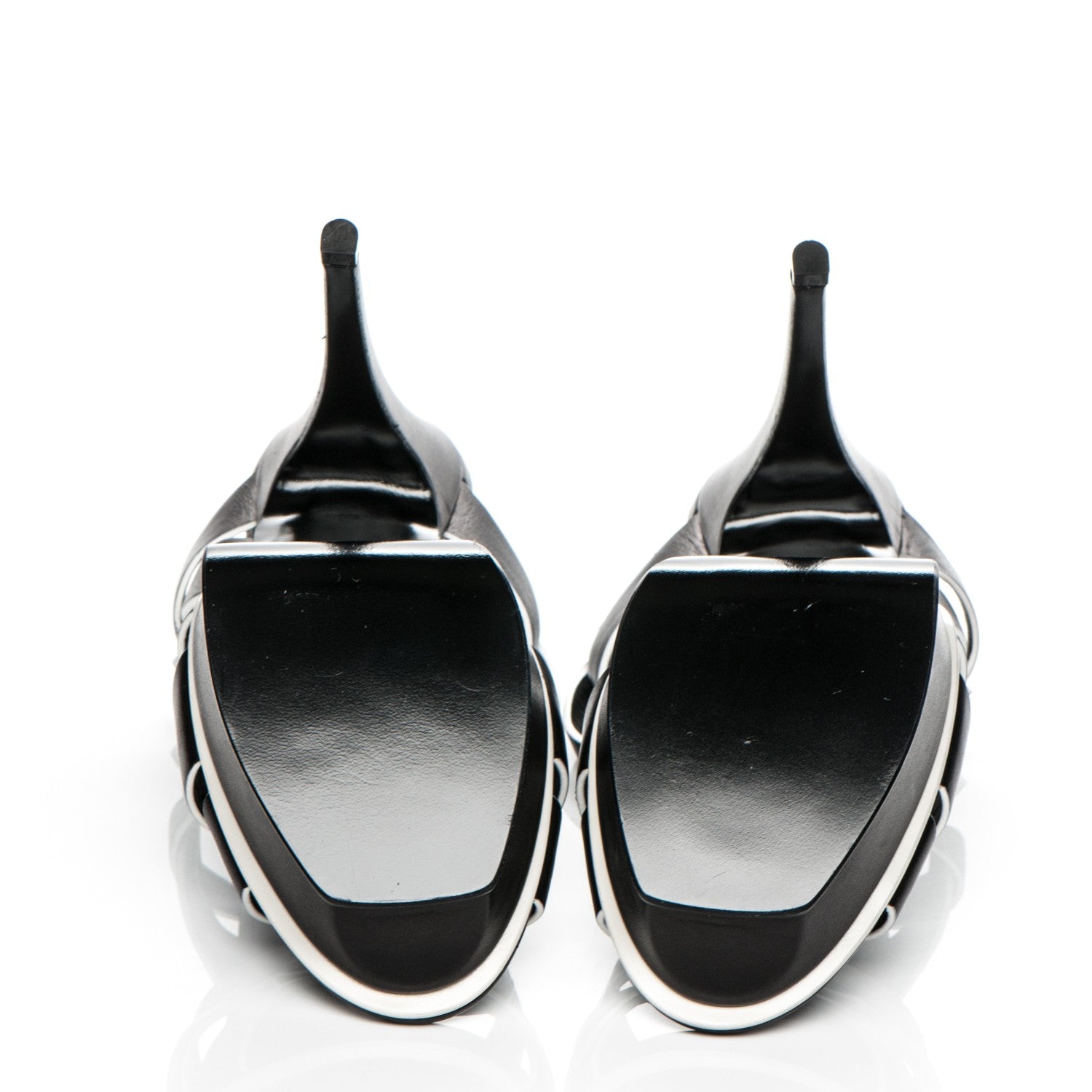 Saint Laurent Calfskin Tribute 105 Platform Sandals 37 Black White 5 of 7