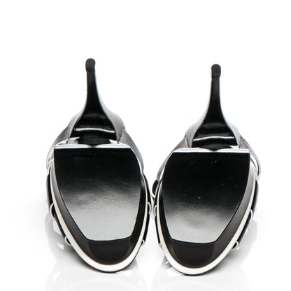 Saint Laurent Calfskin Tribute 105 Platform Sandals 37 Black White 5 of 7