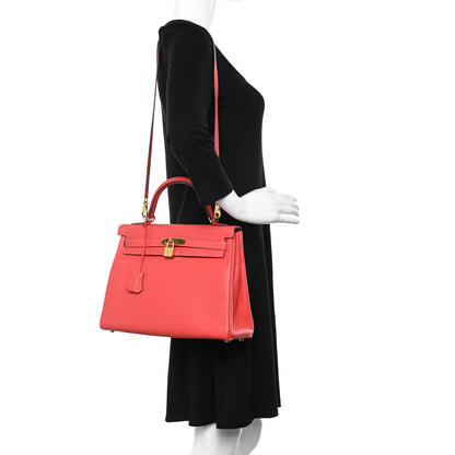 Hermes Togo Kelly Retourne 32 Geranium 2 of 13