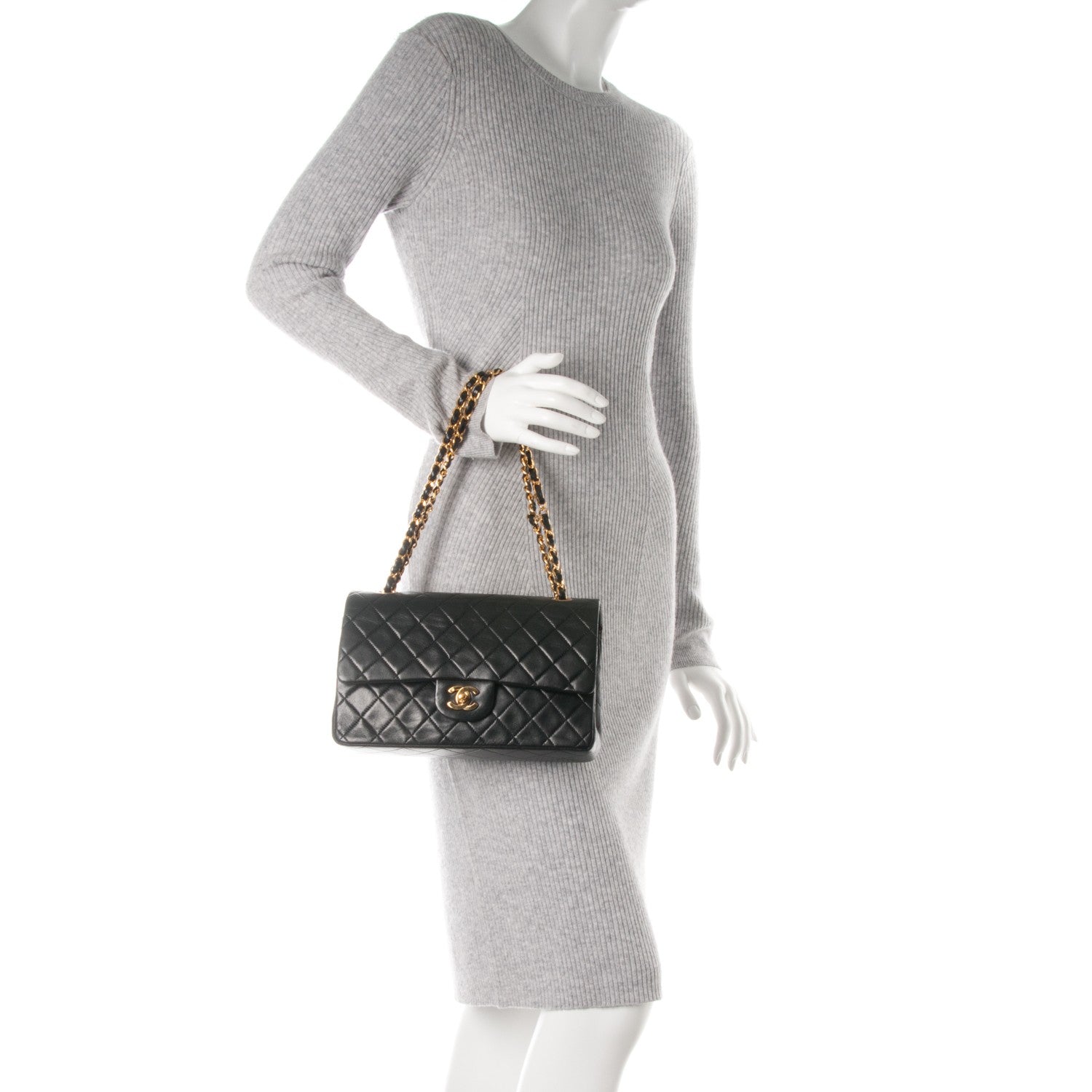 Chanel Lambskin Quilted Medium Double Flap Black 2 of 9