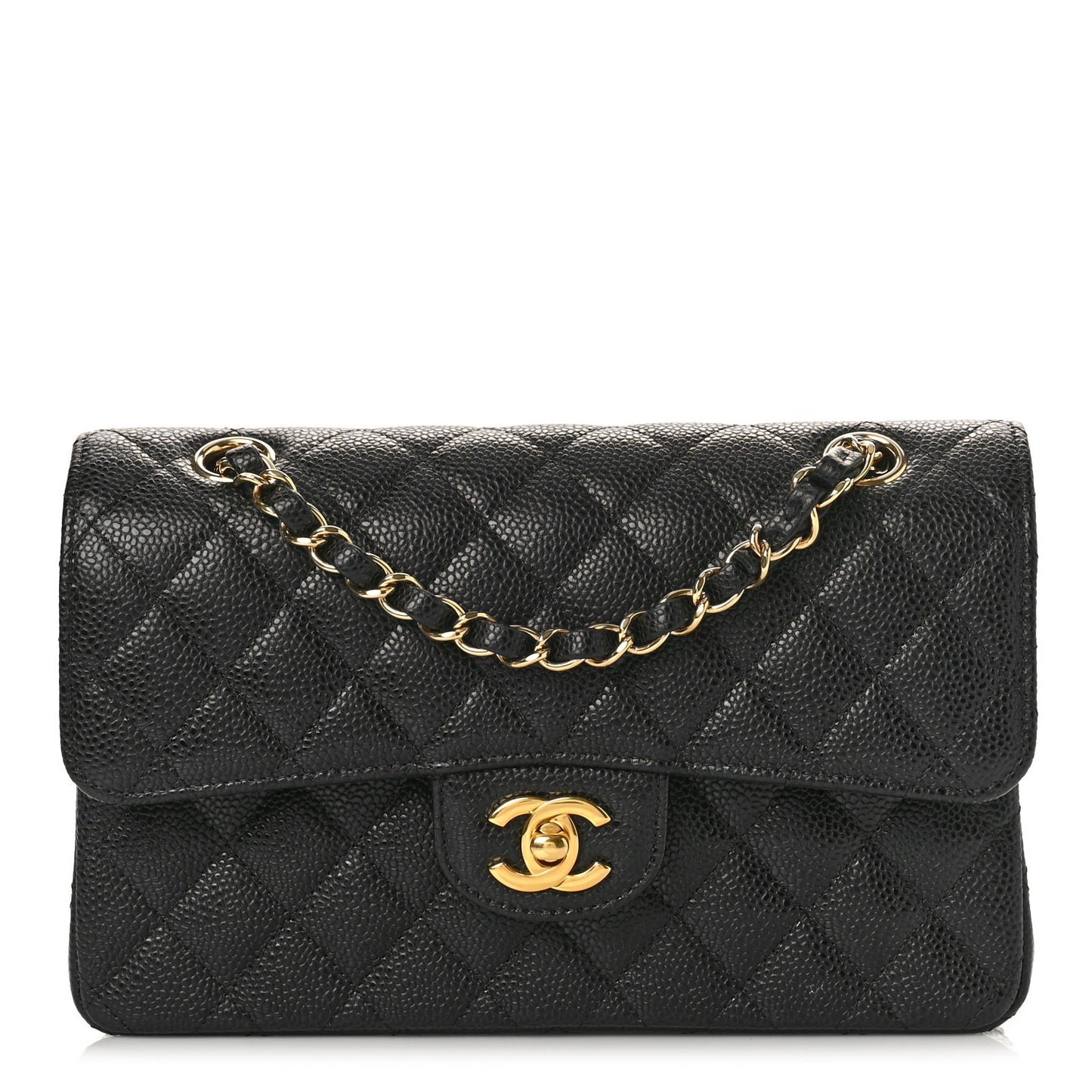 Caviar Quilted Small Double Flap Black
