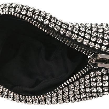 Alexander Wang Mesh Crystal Rhinestone Mini Heiress Pouch Black Silver 7 of 11