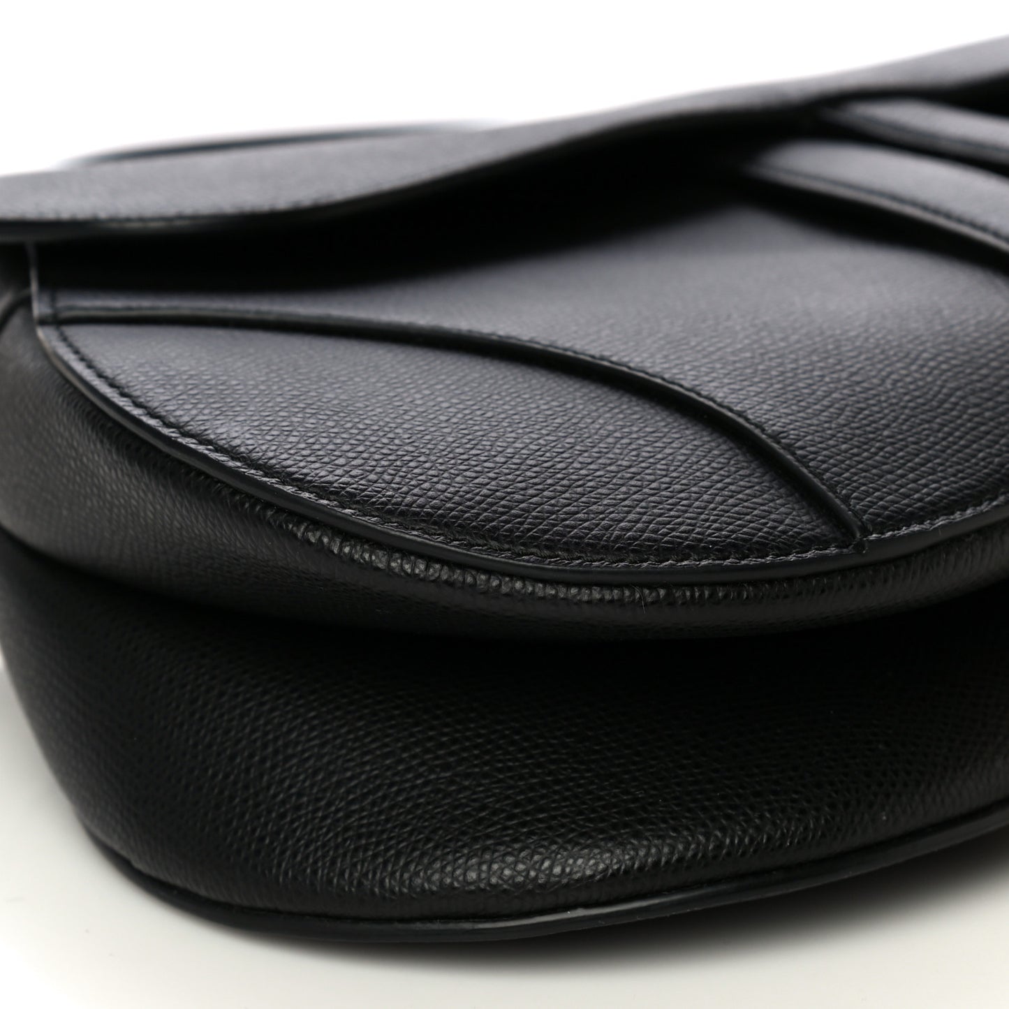 Grained Calfskin Saddle Bag Black