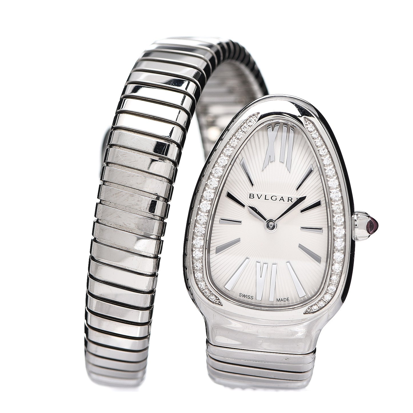 Stainless Steel Diamond Bezel 35mm Serpenti Tubogas Quartz Watch