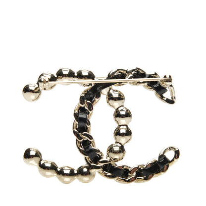 Chanel lambskin Pearl CC Chain Brooch Black Gold 3 of 4
