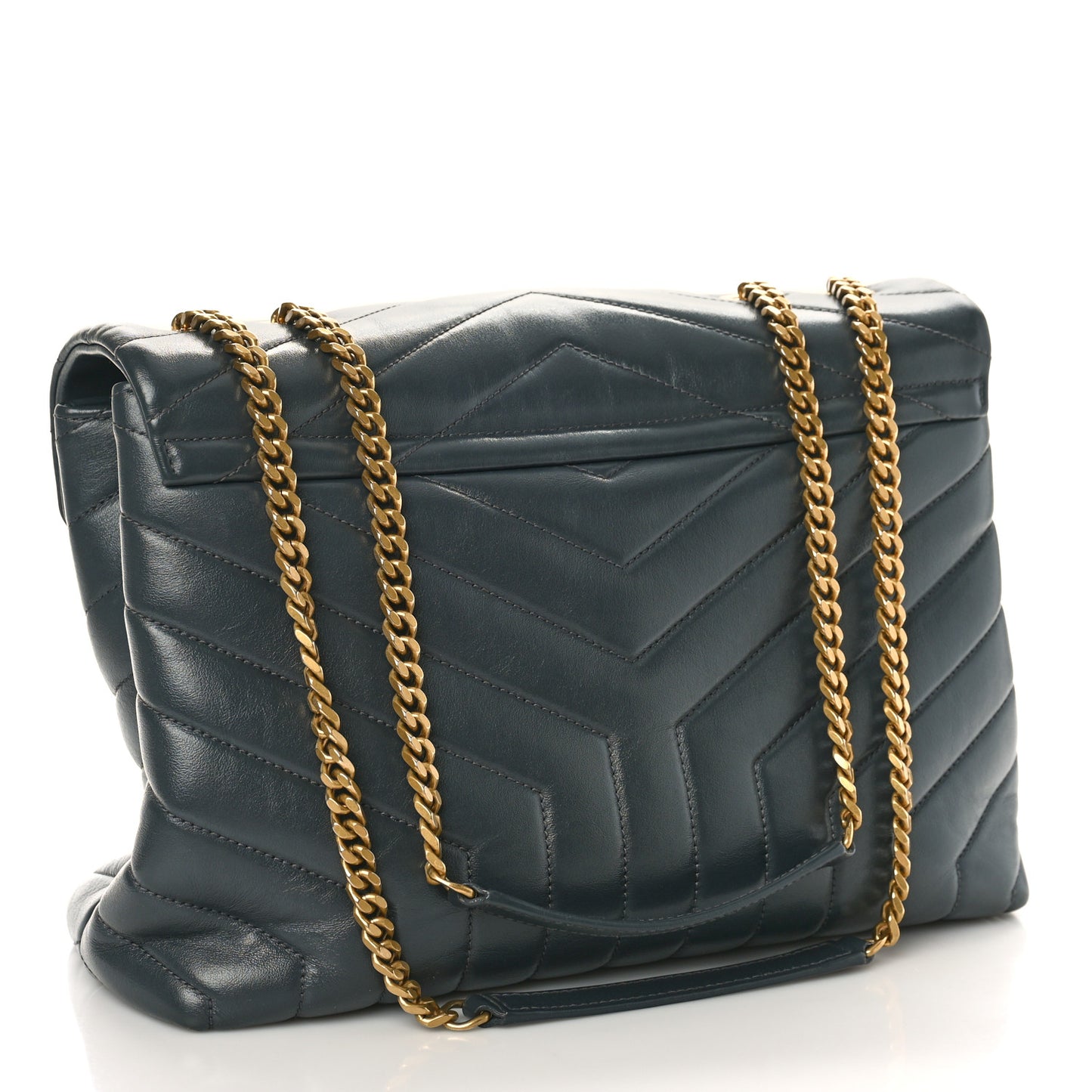Calfskin Y Quilted Monogram Medium Loulou Chain Satchel Dark Smog