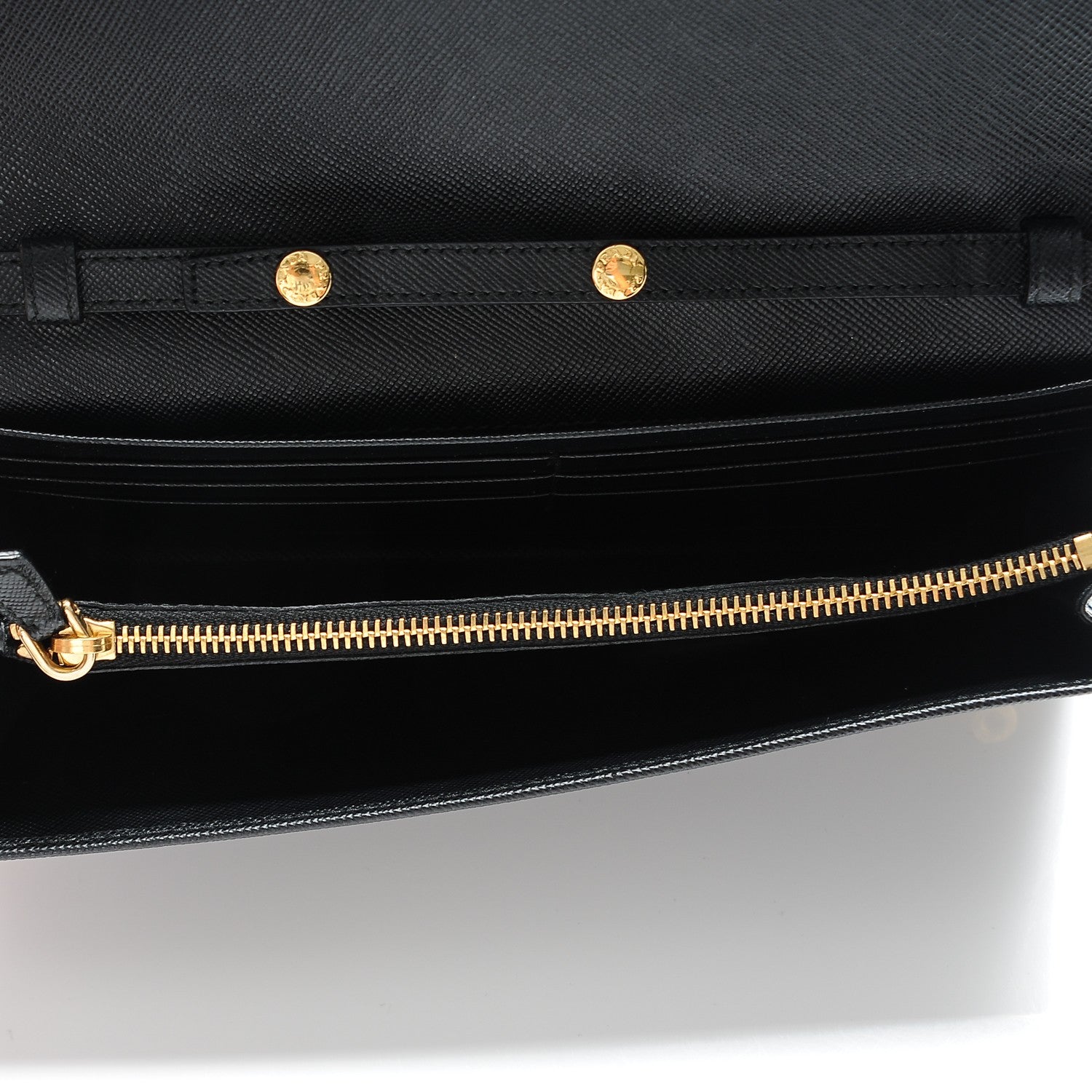 Prada Saffiano Metal Oro Chain Wallet Nero Black 5 of 6