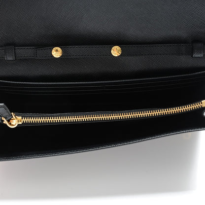 Prada Saffiano Metal Oro Chain Wallet Nero Black 5 of 6