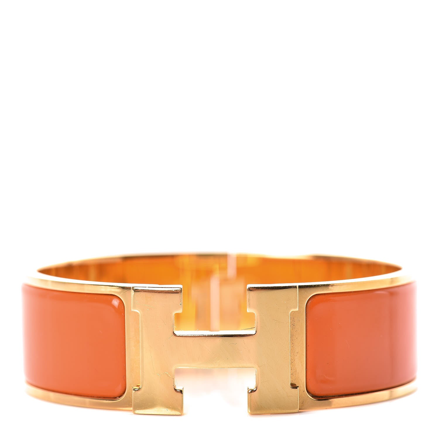 Hermes Enamel Wide Clic Clac H Bracelet GM Orange 1 of 4