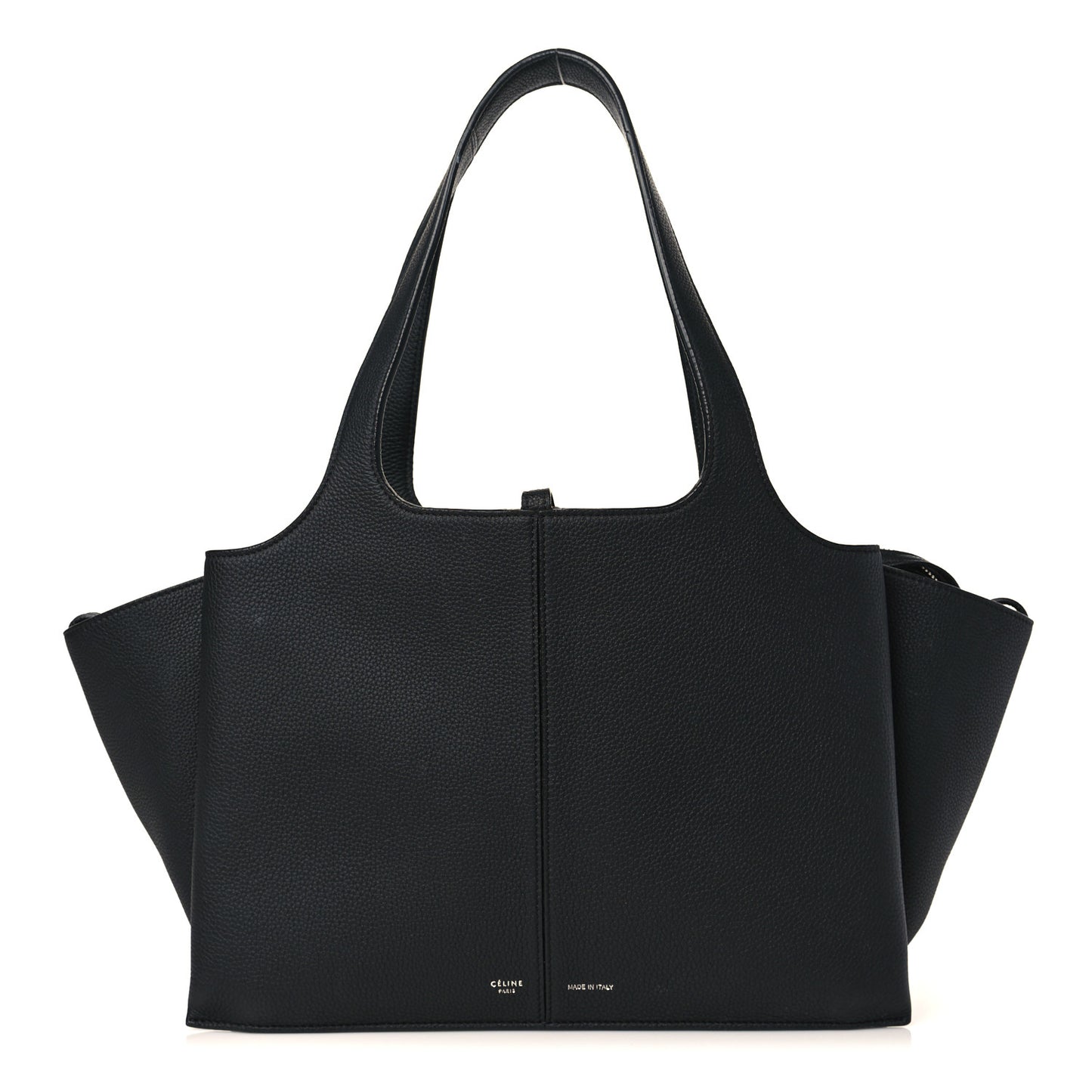 Baby Grained Calfskin Medium Tri-Fold Bag Black